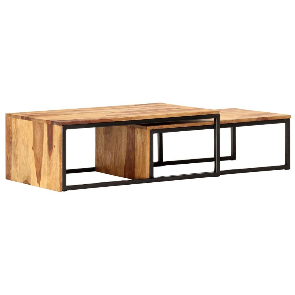 2 pcs Solid Sheesham Wood Nesting Tables F46360