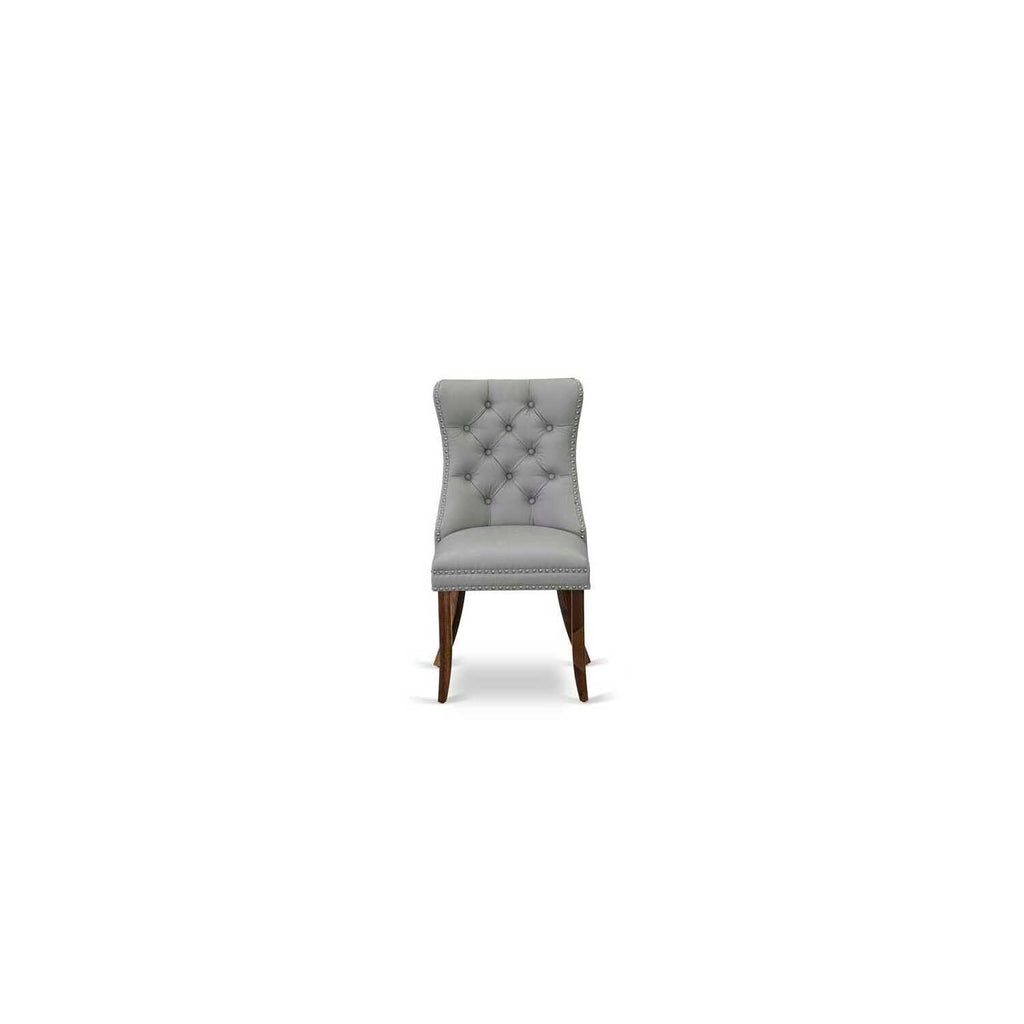 9 Piece Dining Table Set with 8 Light Gray Faux Leather Chairs T86184