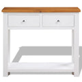 Solid Oak Wood Console Table with Two Drawers and Shelf N418736
