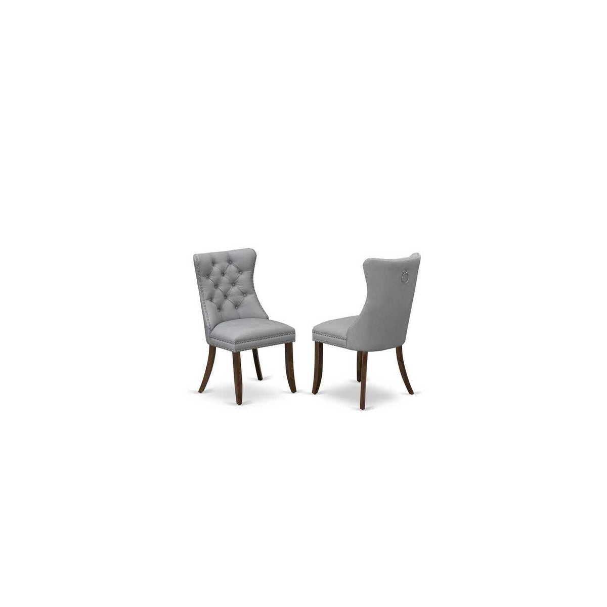 9 Piece Dining Table Set with 8 Light Gray Faux Leather Chairs T86184