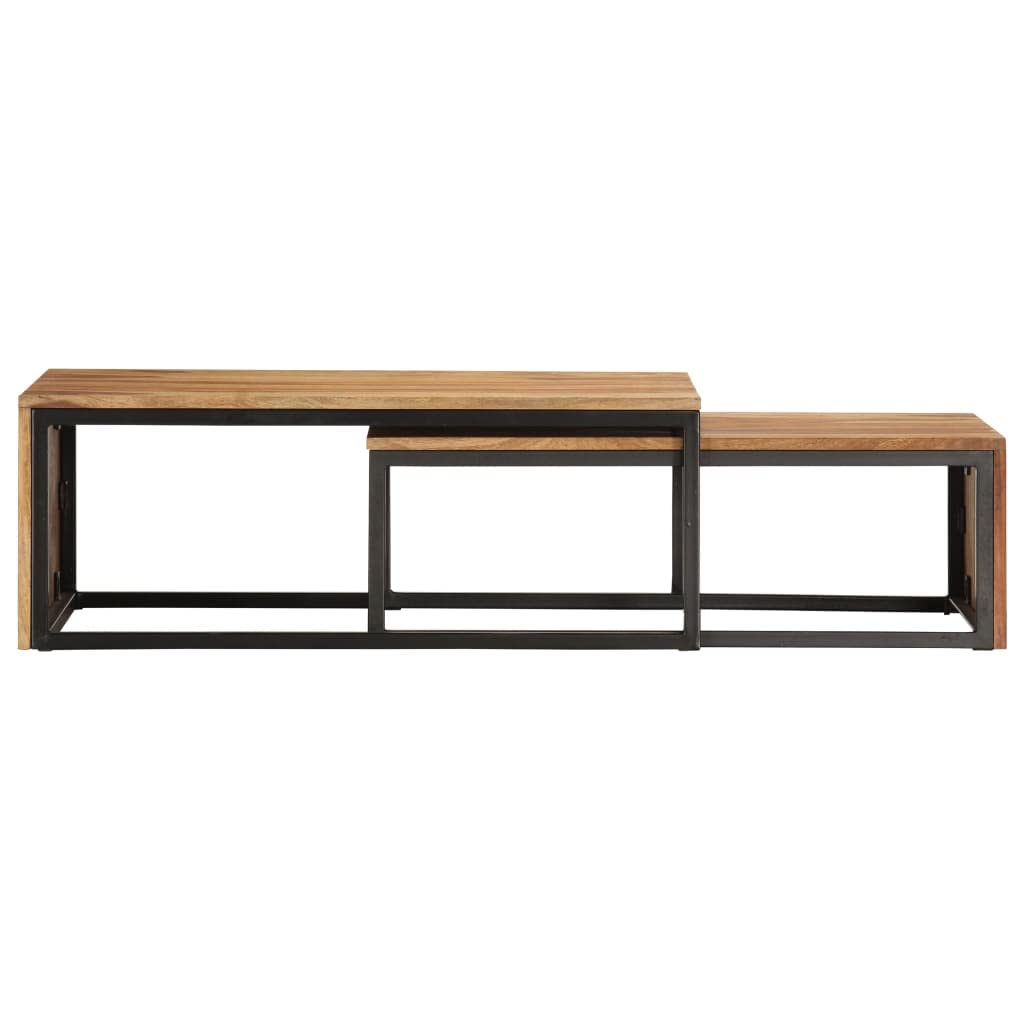 2 pcs Solid Sheesham Wood Nesting Tables F46360