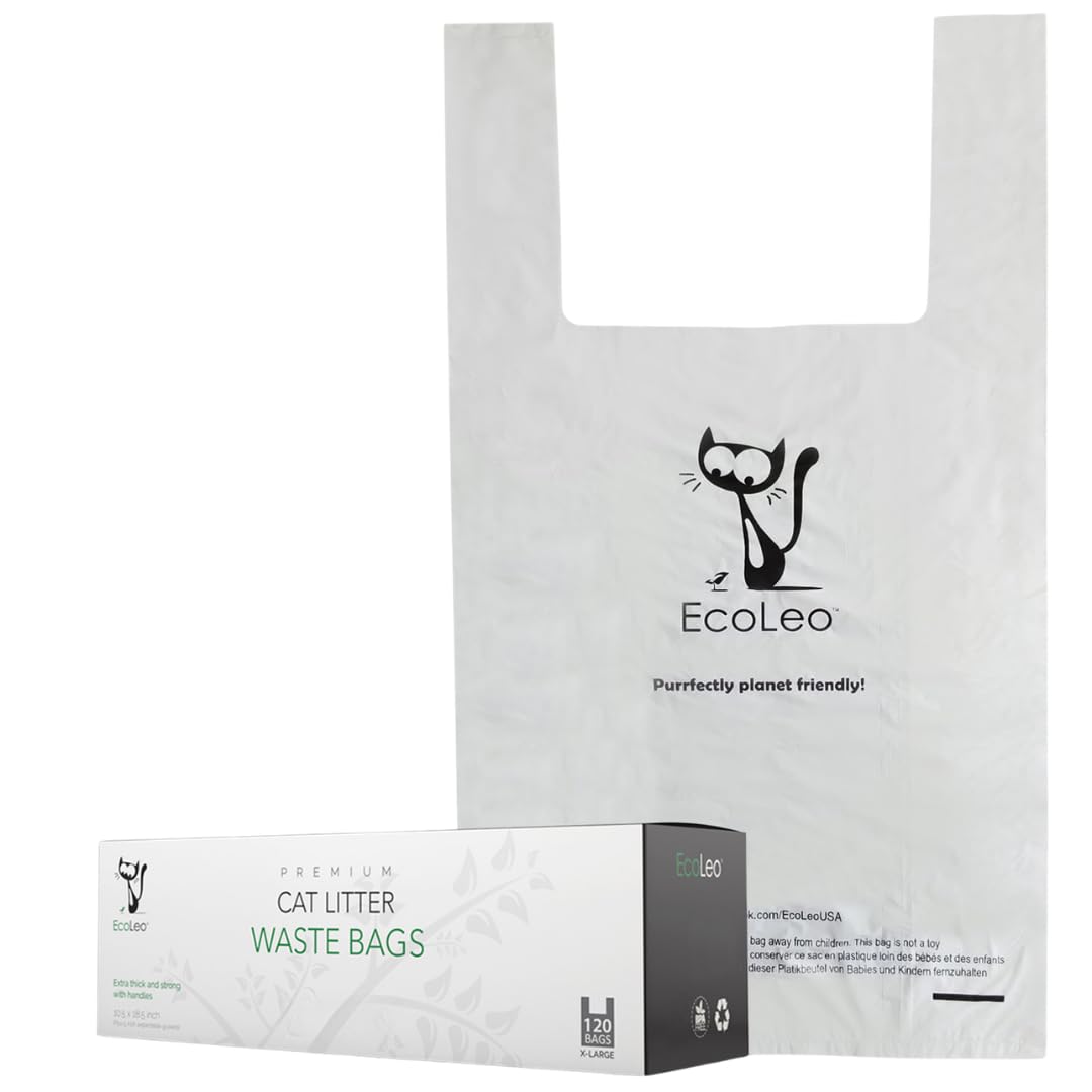 X-Large Corn Starch Leak Resistant Cat Litter Waste Bags with Easy-Tie Handles W599132