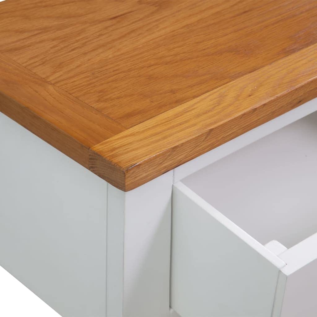 Solid Oak Wood Console Table with Two Drawers and Shelf N418736
