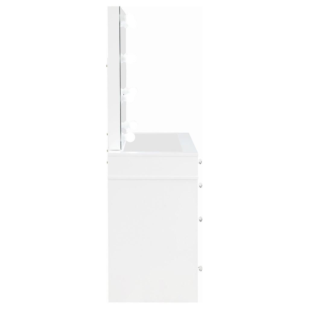 White Velvet 9-Drawer Vanity Table Set G7137