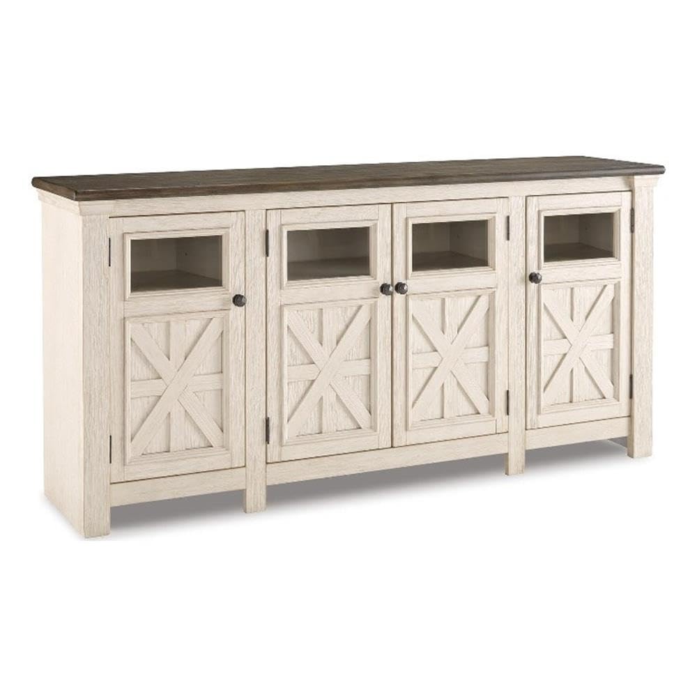 74" TV Stand with Glass-Inlay Doors N29539