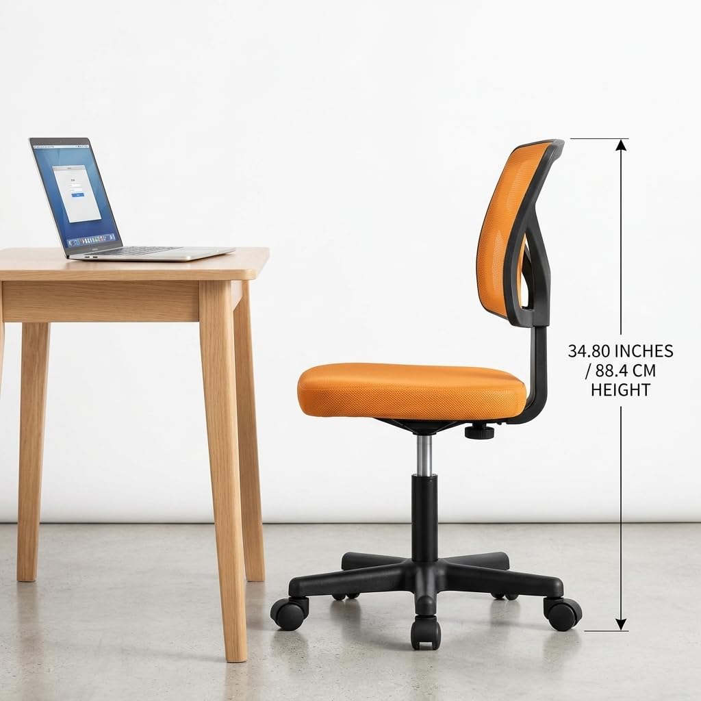 Armless Ergonomic Mesh Office Chair with Adjustable Height O46734