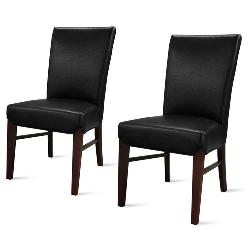 Black Bonded Leather Dining Chair Set of 2 B443024
