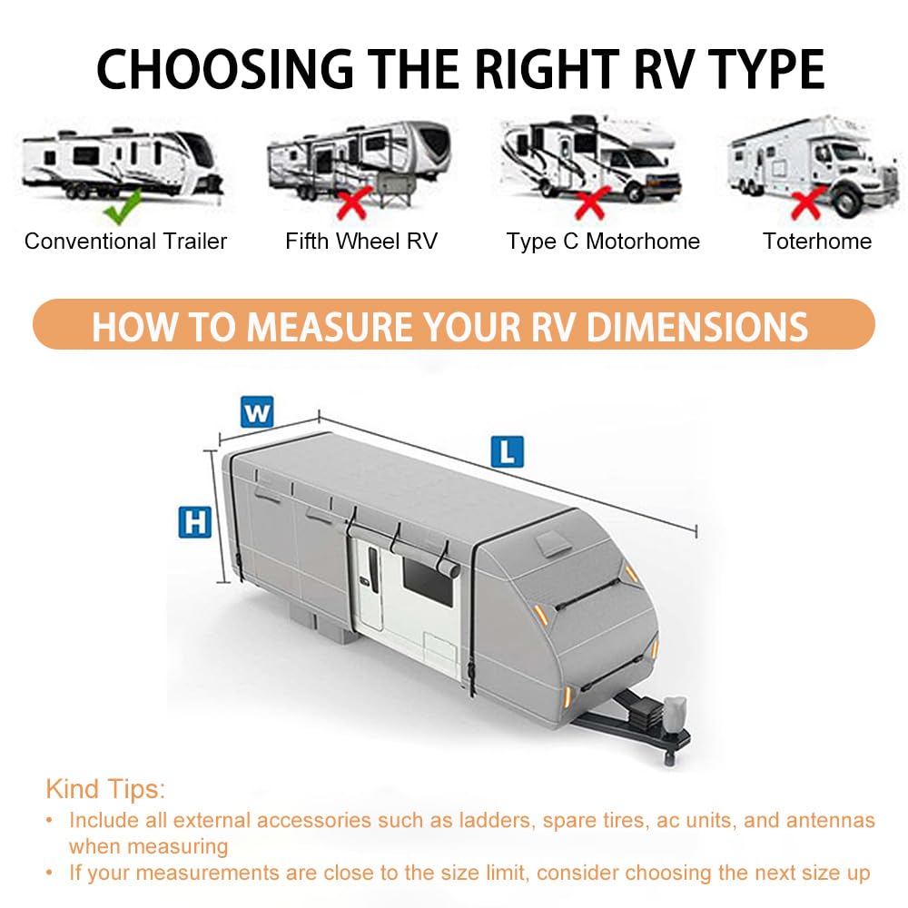 Waterproof 420D Travel Trailer Cover with Adjustable Straps M979279
