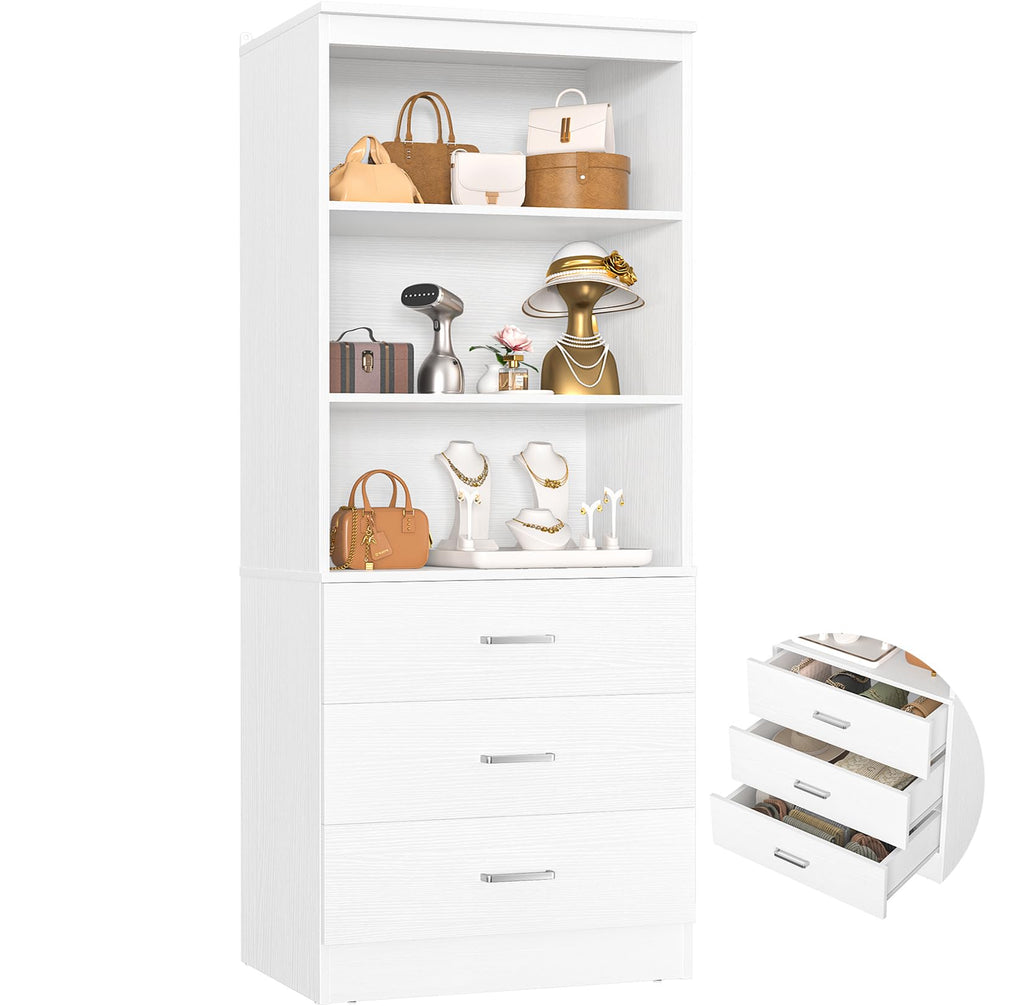 23.6" White Closet Drawers System with 3 Drawers Q509862