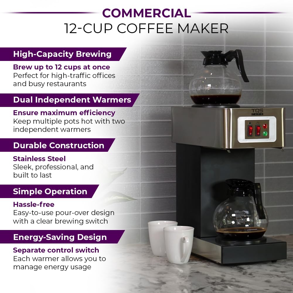 Commercial Coffee Maker, Double 12-Cup Stainless Steel Z199219