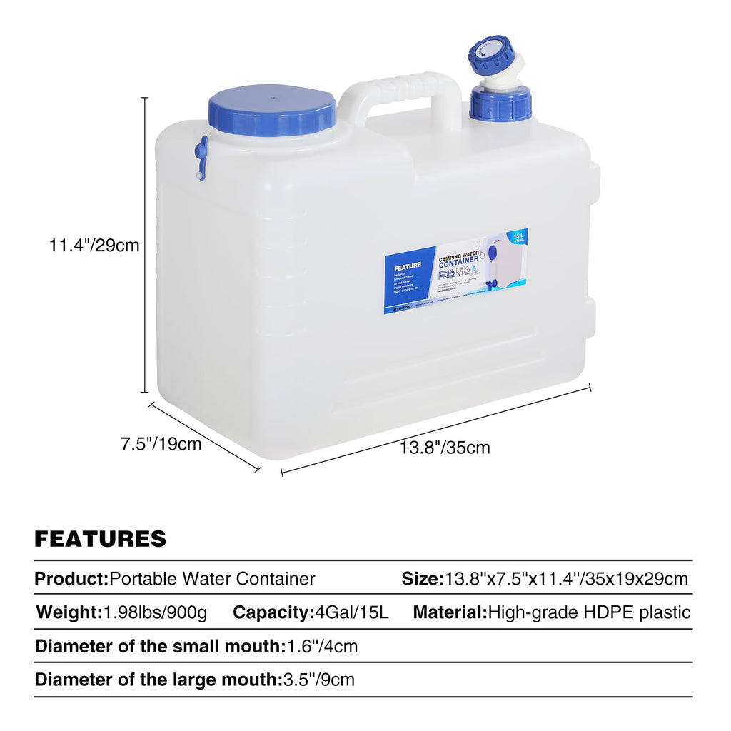 4 Gallon Portable Water Container with Spigot Z509