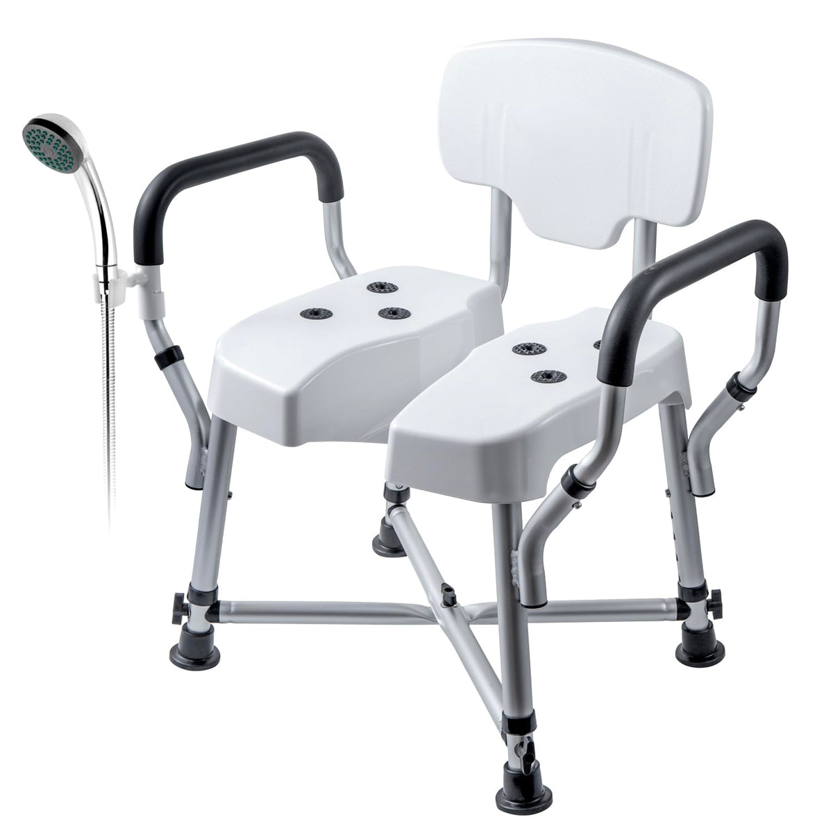 Heavy Duty Shower Chair with Back and Padded Armrests J465356