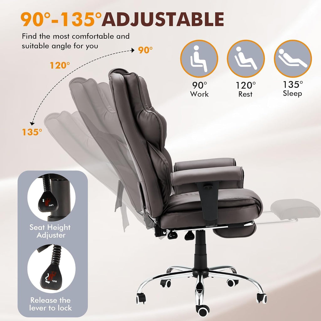 Brown Heated Massage Office Chair with Foot Rest Q274894
