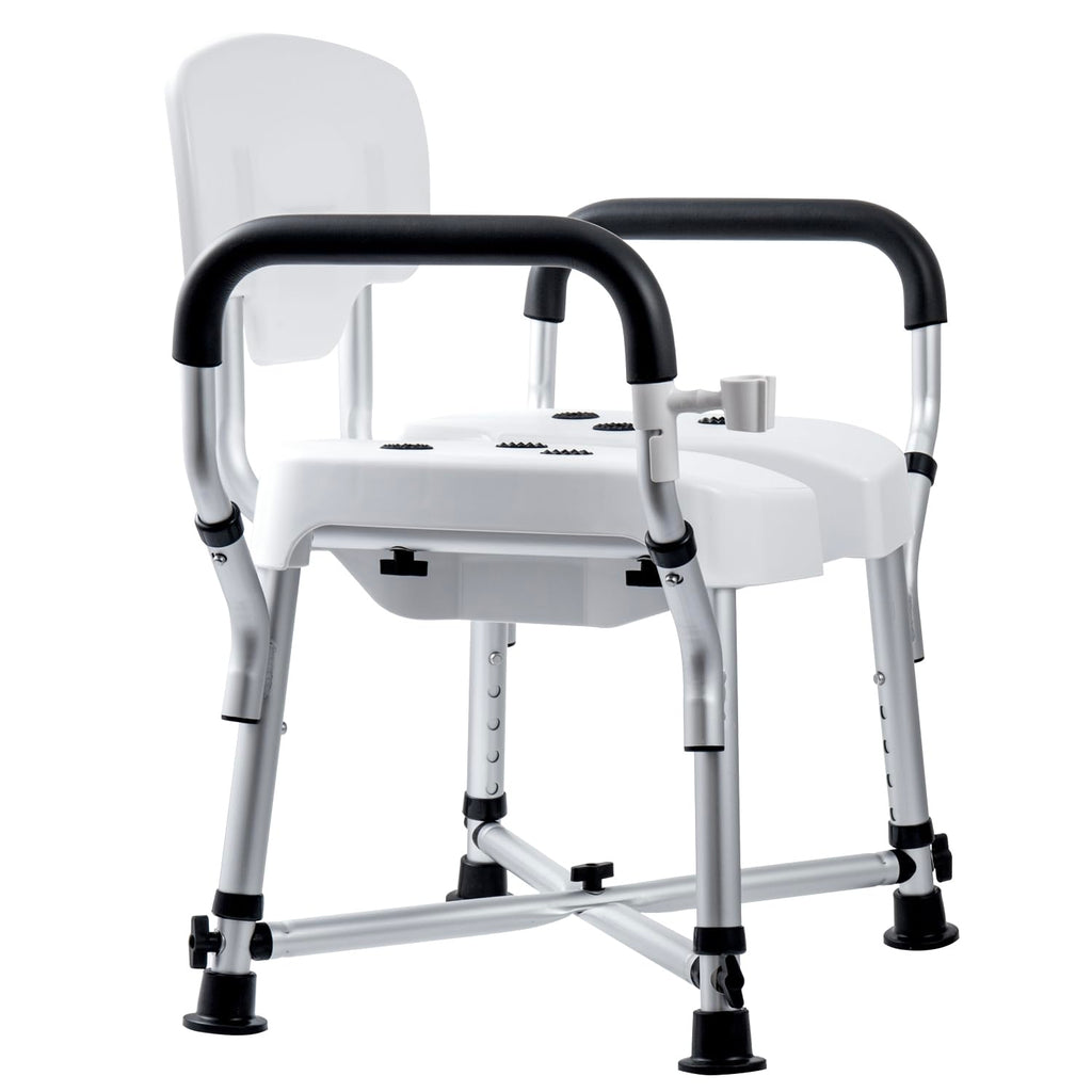 Heavy Duty Shower Chair with Back and Padded Armrests J465356