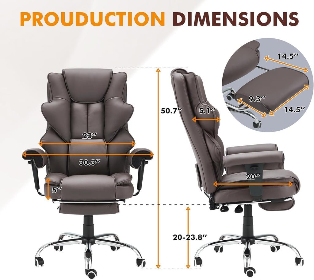 Brown Heated Massage Office Chair with Foot Rest Q274894