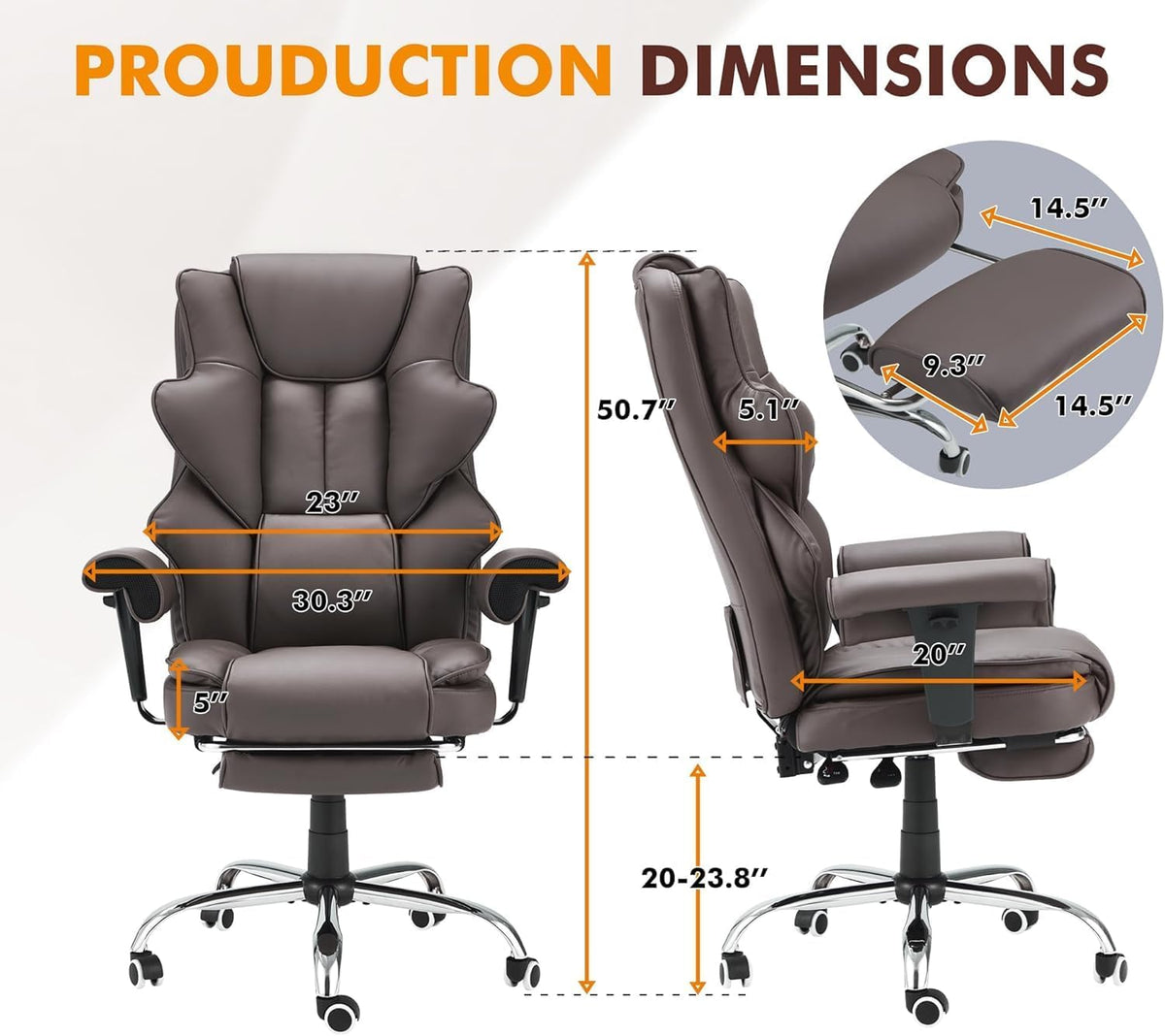 Brown Heated Massage Office Chair with Foot Rest Q274894