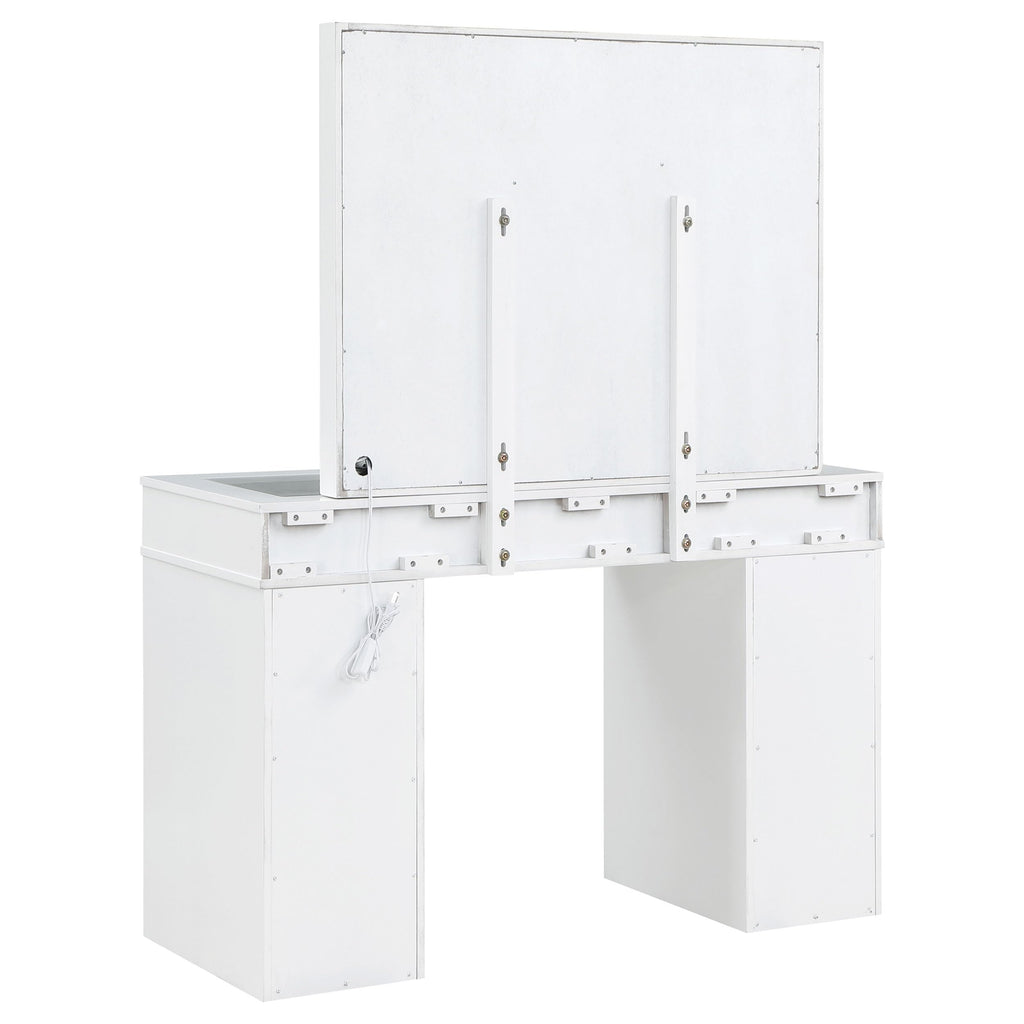 White Velvet 9-Drawer Vanity Table Set G7137