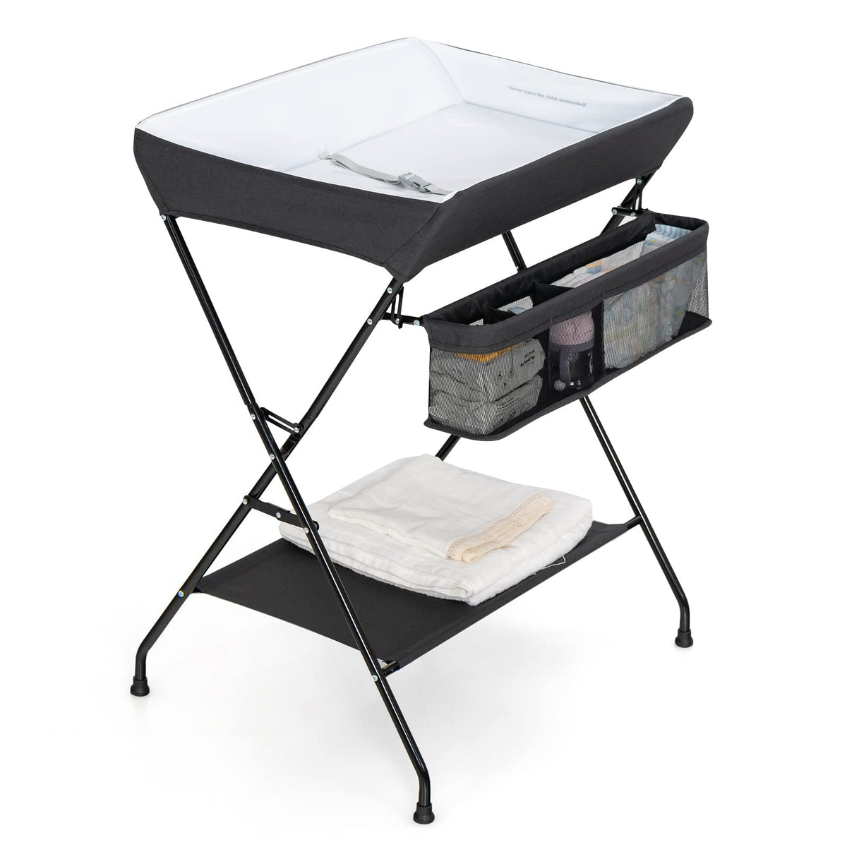 Portable Baby Changing Table with Safety Belt Black V5944