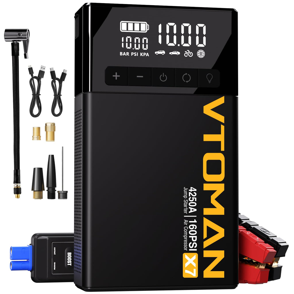 Jump Starter with Air Compressor, 160PSI Tire Inflator G877