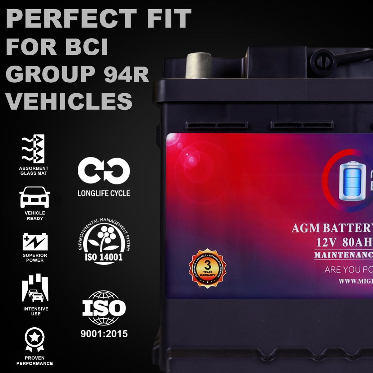 12V 80AH 850 CCA Replacement Battery S5918