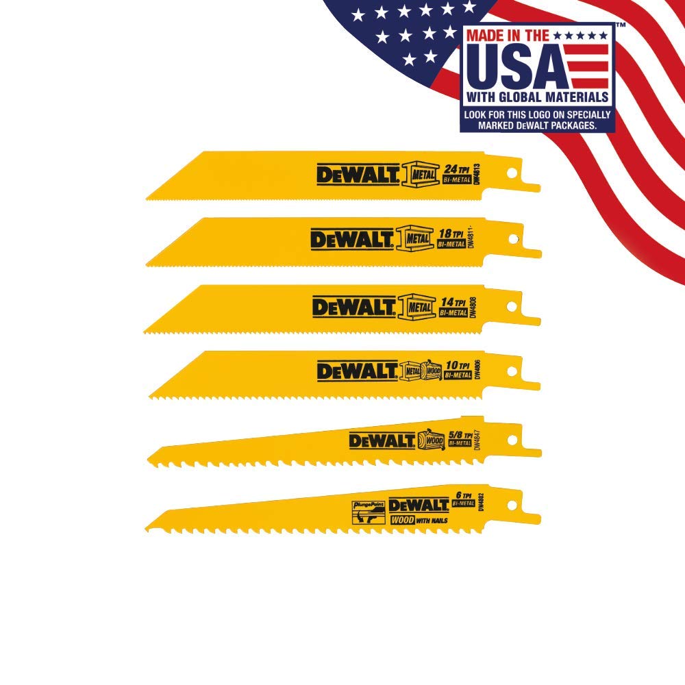 20V MAX XR Compact Reciprocating Saw and 6 Pieces Reciprocating Saw Blades Set V307383