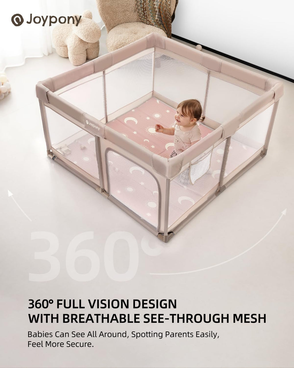 Baby Playpen with Mat 50x50 in Beige R753
