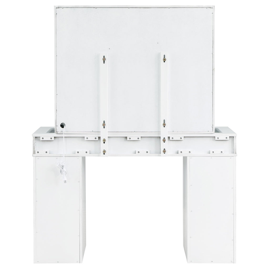 White Velvet 9-Drawer Vanity Table Set G7137