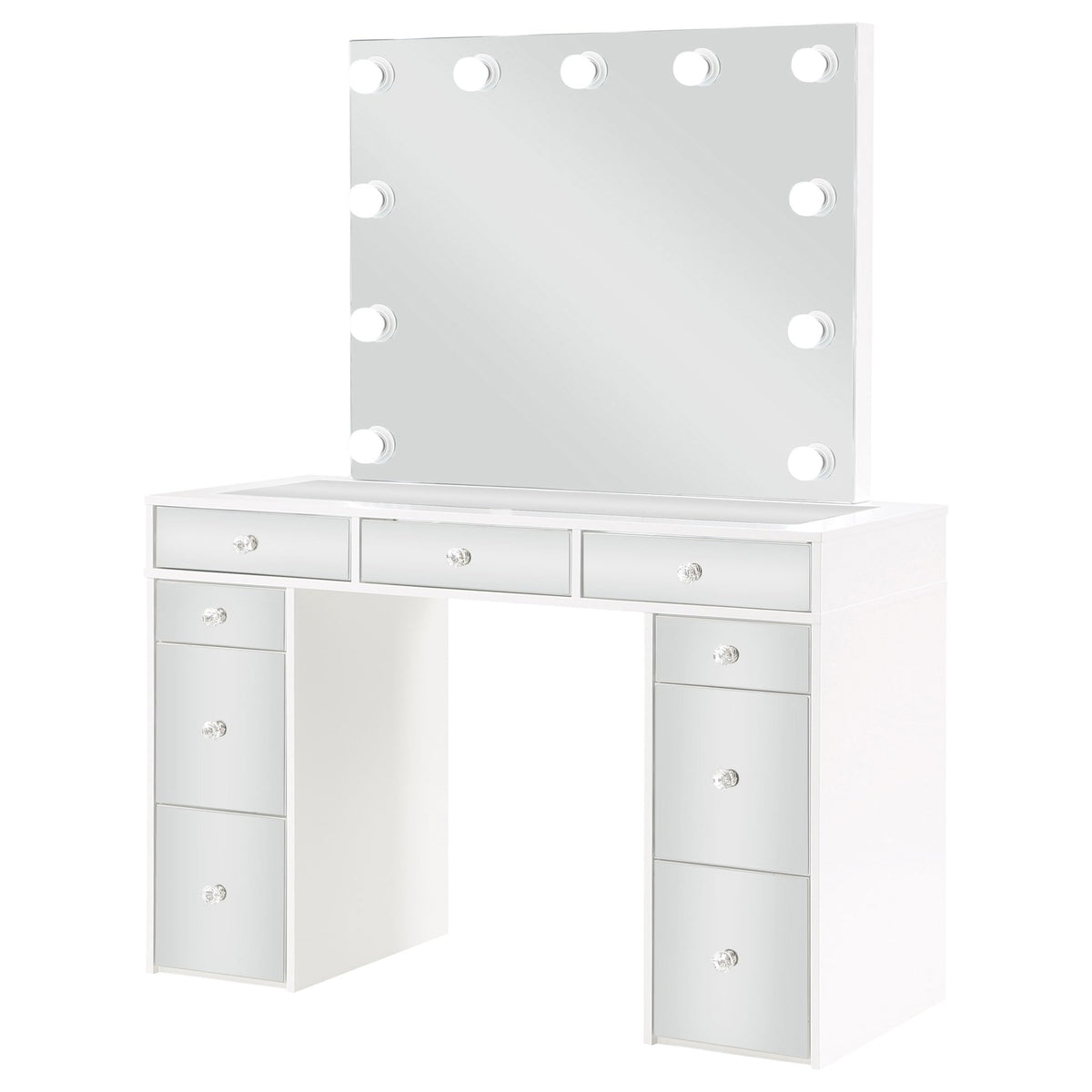 White Velvet 9-Drawer Vanity Table Set G7137