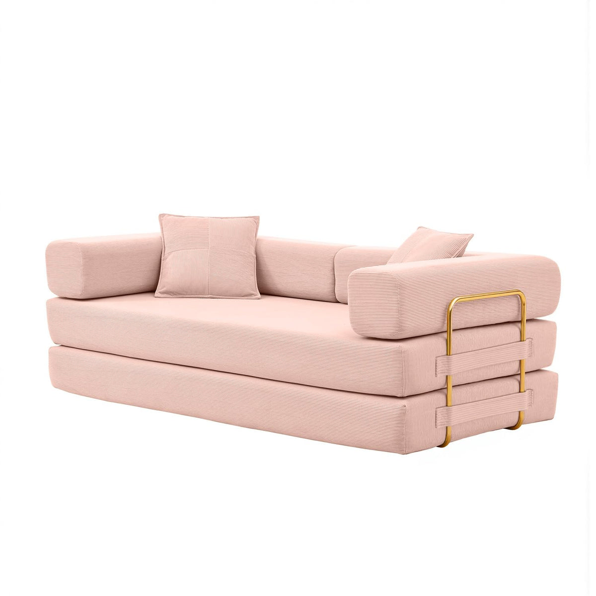 Pink Corduroy Convertible Sofa Bed X4052