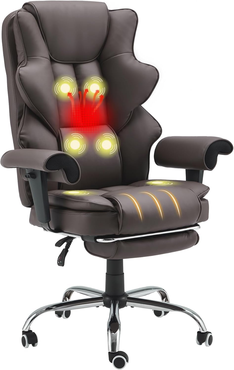 Brown Heated Massage Office Chair with Foot Rest Q274894