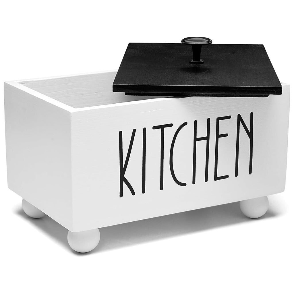 Solid Wood Kitchen Storage Bin with Lid I61124
