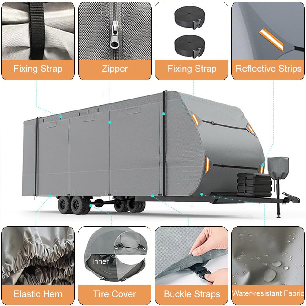 Waterproof 420D Travel Trailer Cover with Adjustable Straps M979279