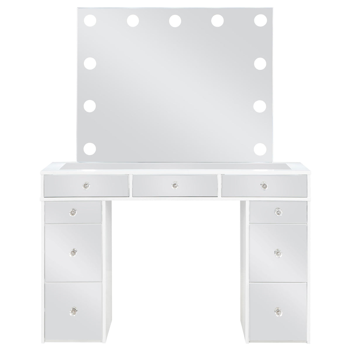 White Velvet 9-Drawer Vanity Table Set G7137
