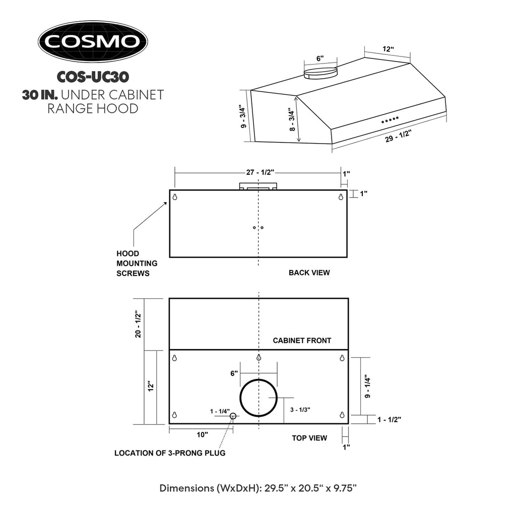 29.5 in. Ducted Under Cabinet Range Hood I786390