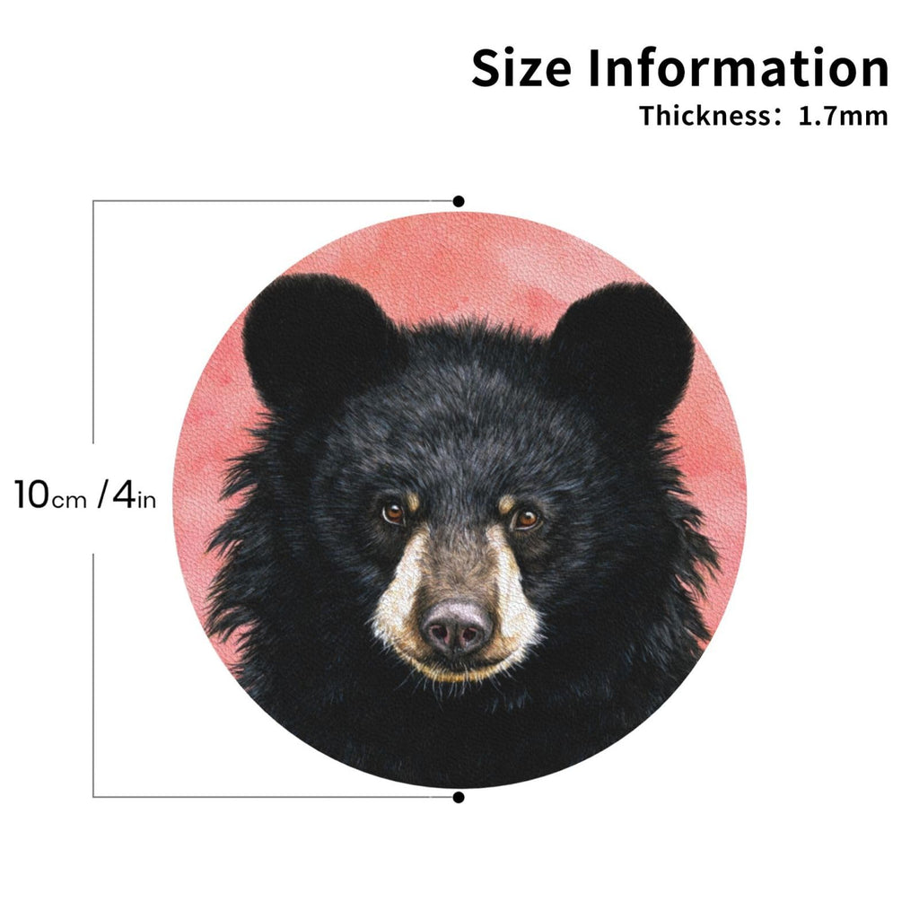 Black Bear Leather Coasters Set of 4 O936275