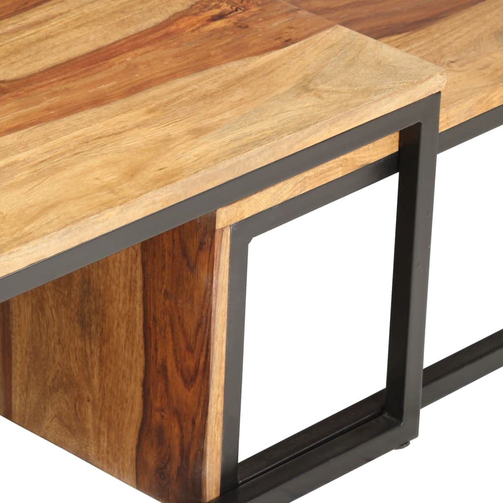 2 pcs Solid Sheesham Wood Nesting Tables F46360
