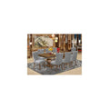 9 Piece Dining Table Set with 8 Light Gray Faux Leather Chairs T86184