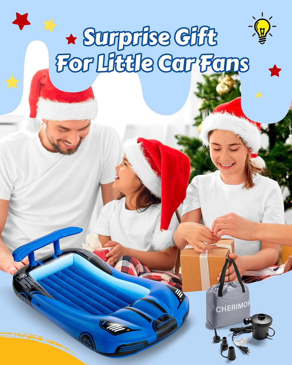 Inflatable Toddler Travel Bed with Safety Bumpers & Auto Pump P93268