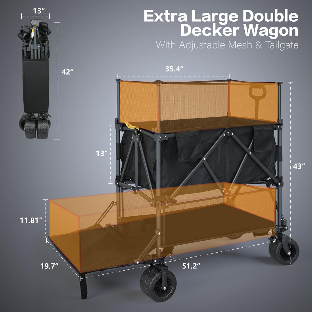 600L Foldable Collapsible Wagon Cart with Wheels R654975