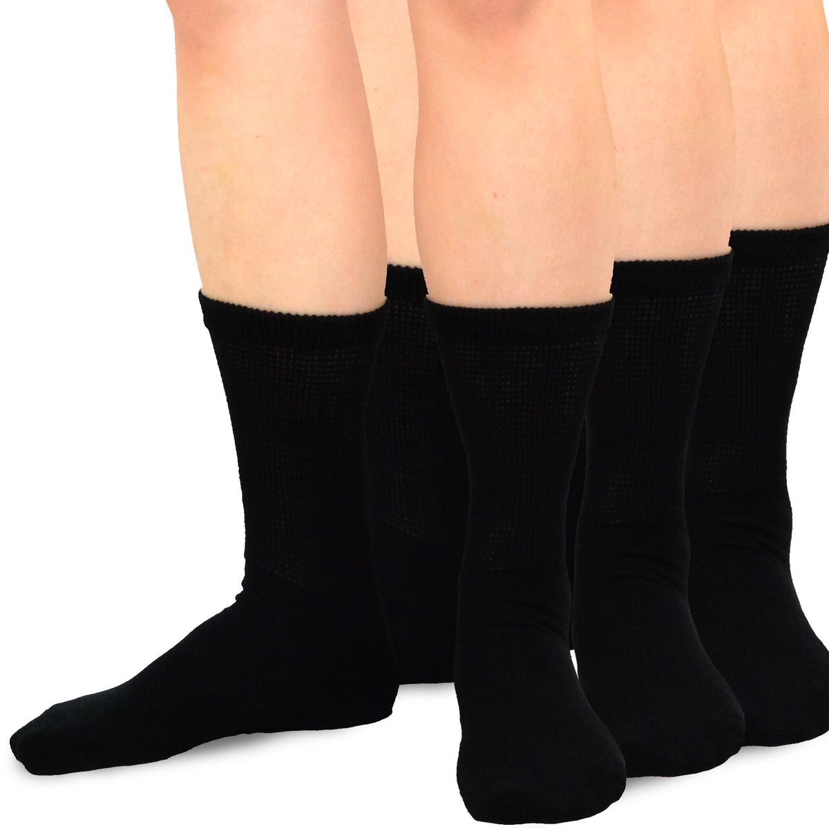 Viscose Bamboo Diabetic Crew Socks 3-Pairs Black G296