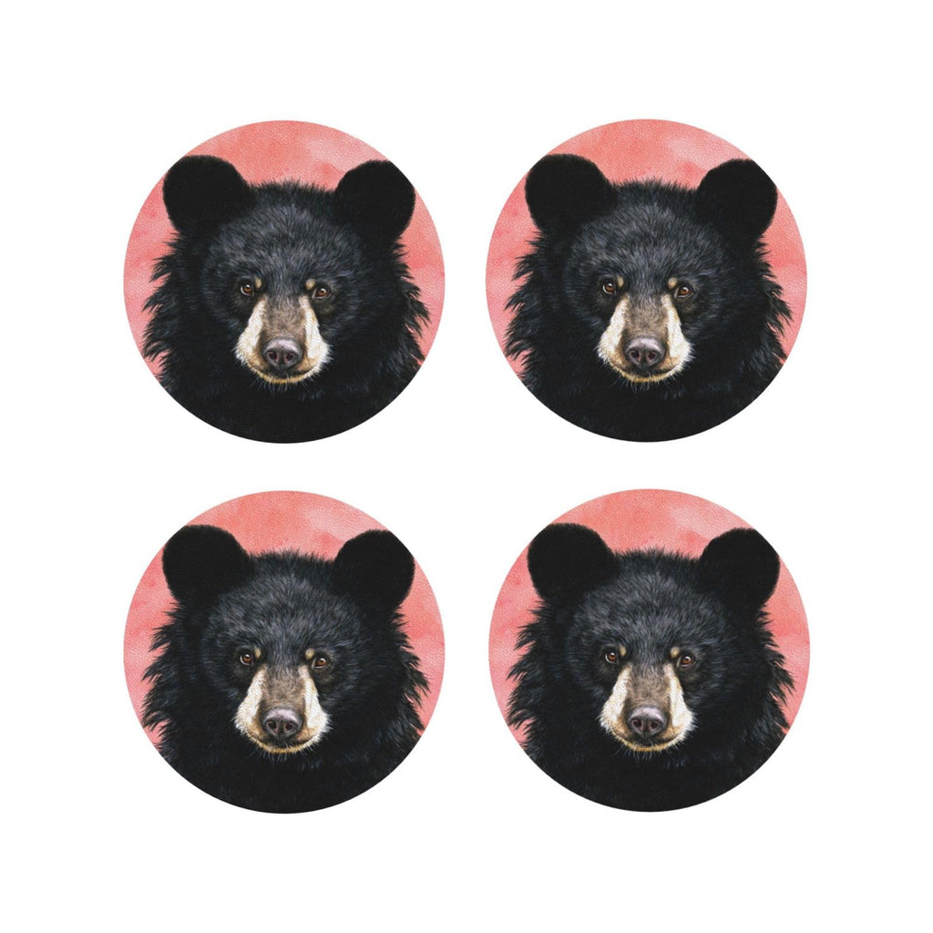 Black Bear Leather Coasters Set of 4 O936275