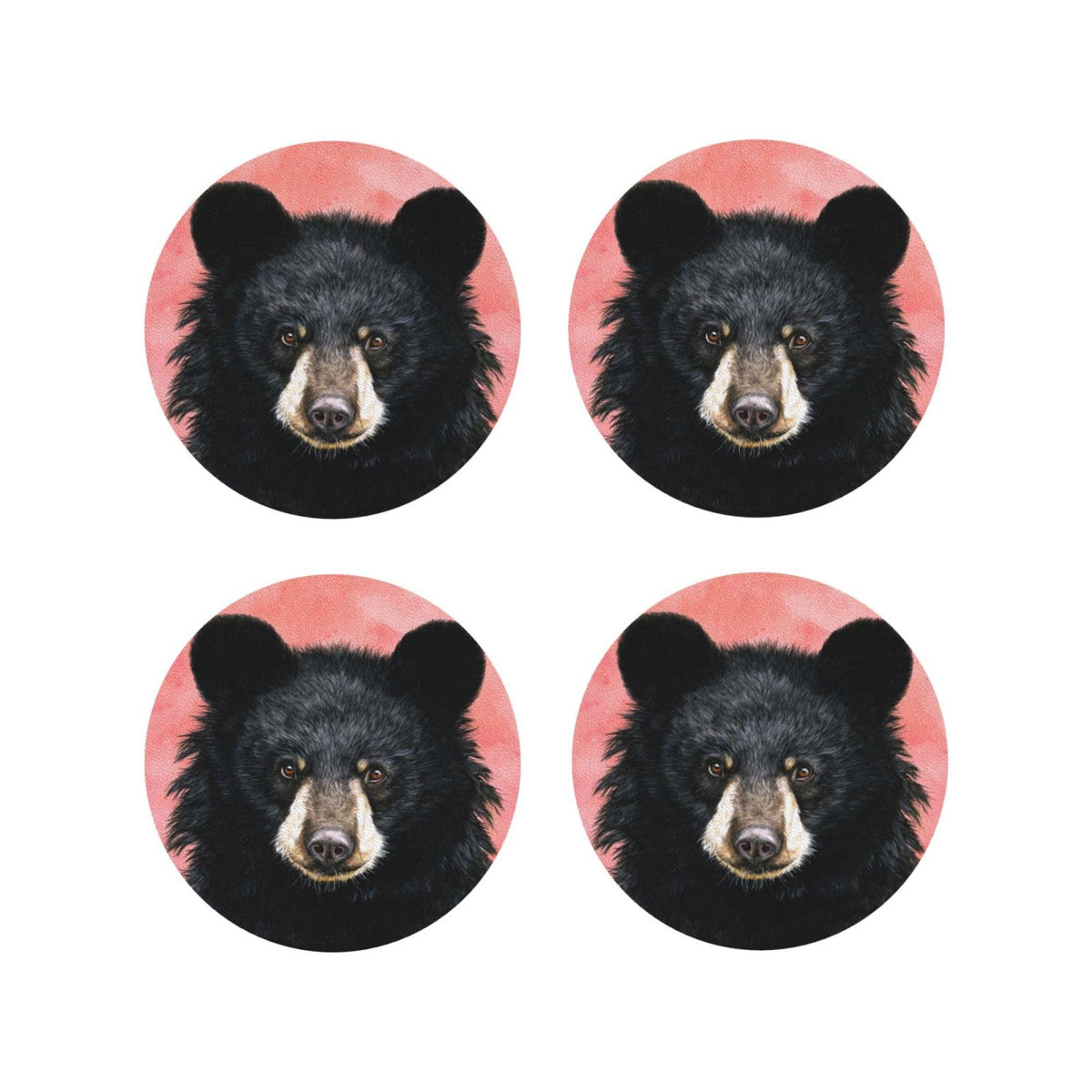 Black Bear Leather Coasters Set of 4 O936275