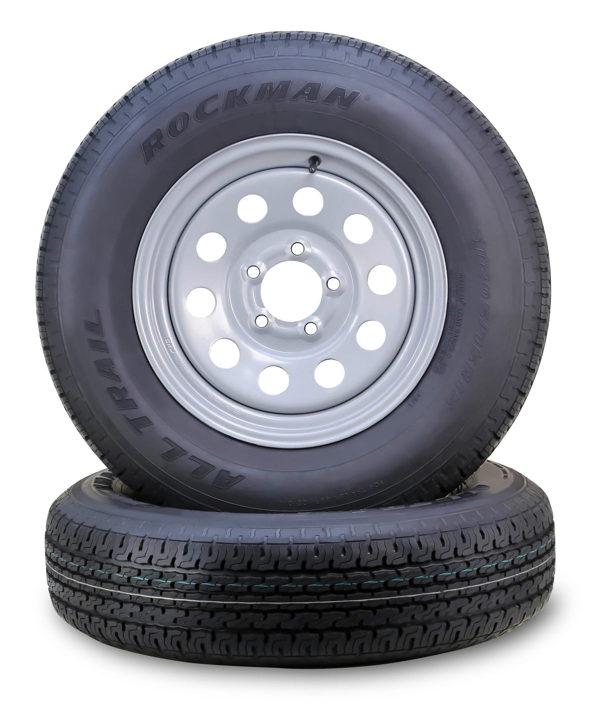 Trailer Tire Wheel ST205/75R15 8-Ply Silver Rim R718010