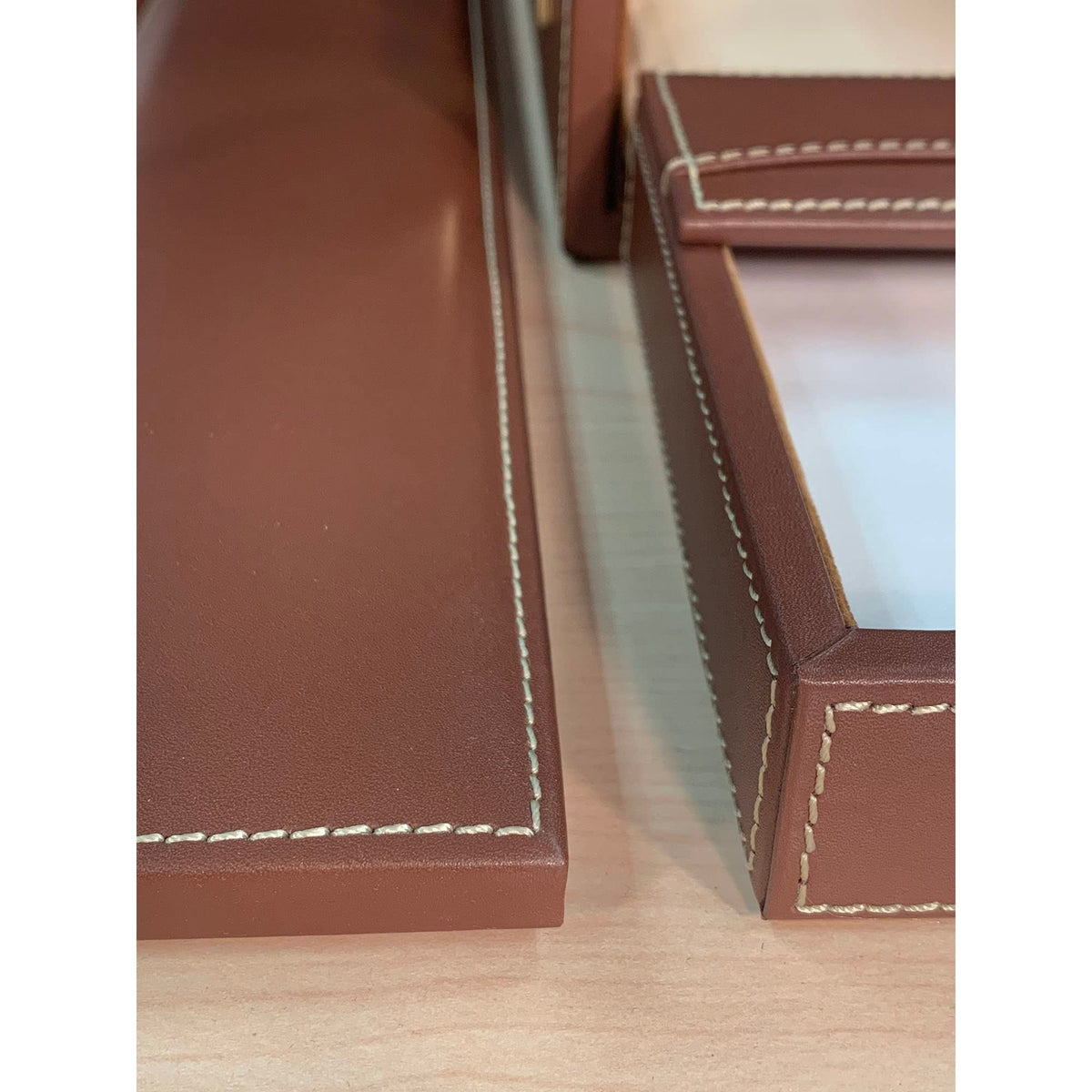 Rustic Brown Leather Desk Set, 7-Piece C17782