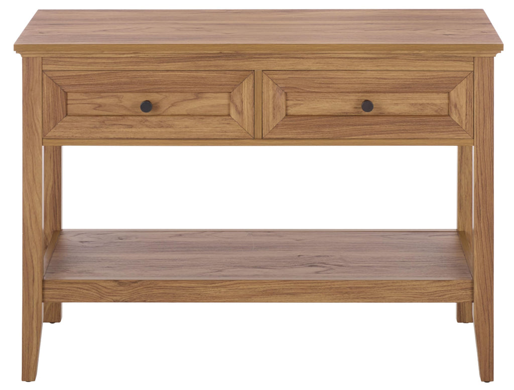 Oak 2-Drawer Console Table with Shelf Storage U768