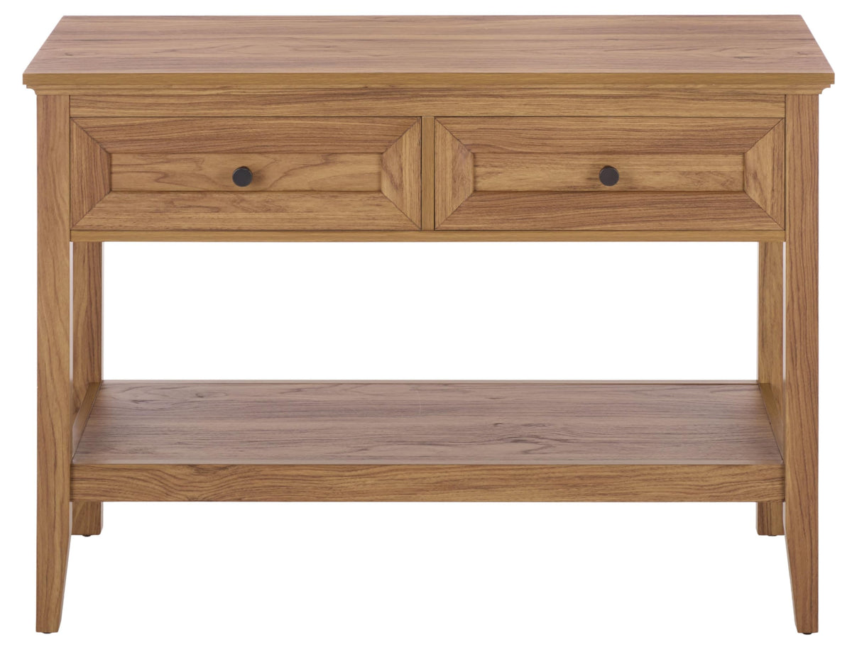 Oak 2-Drawer Console Table with Shelf Storage U768