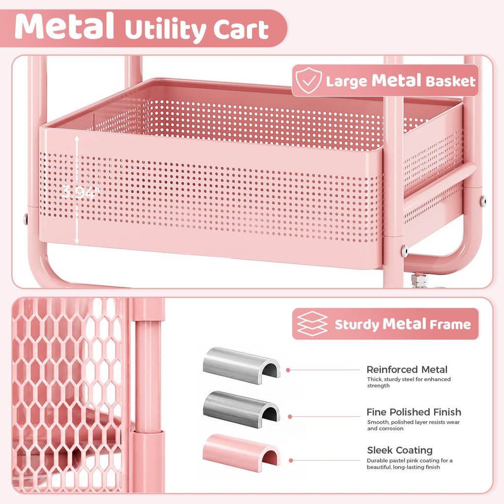 3 Tier Rolling Cart with Drawer W787