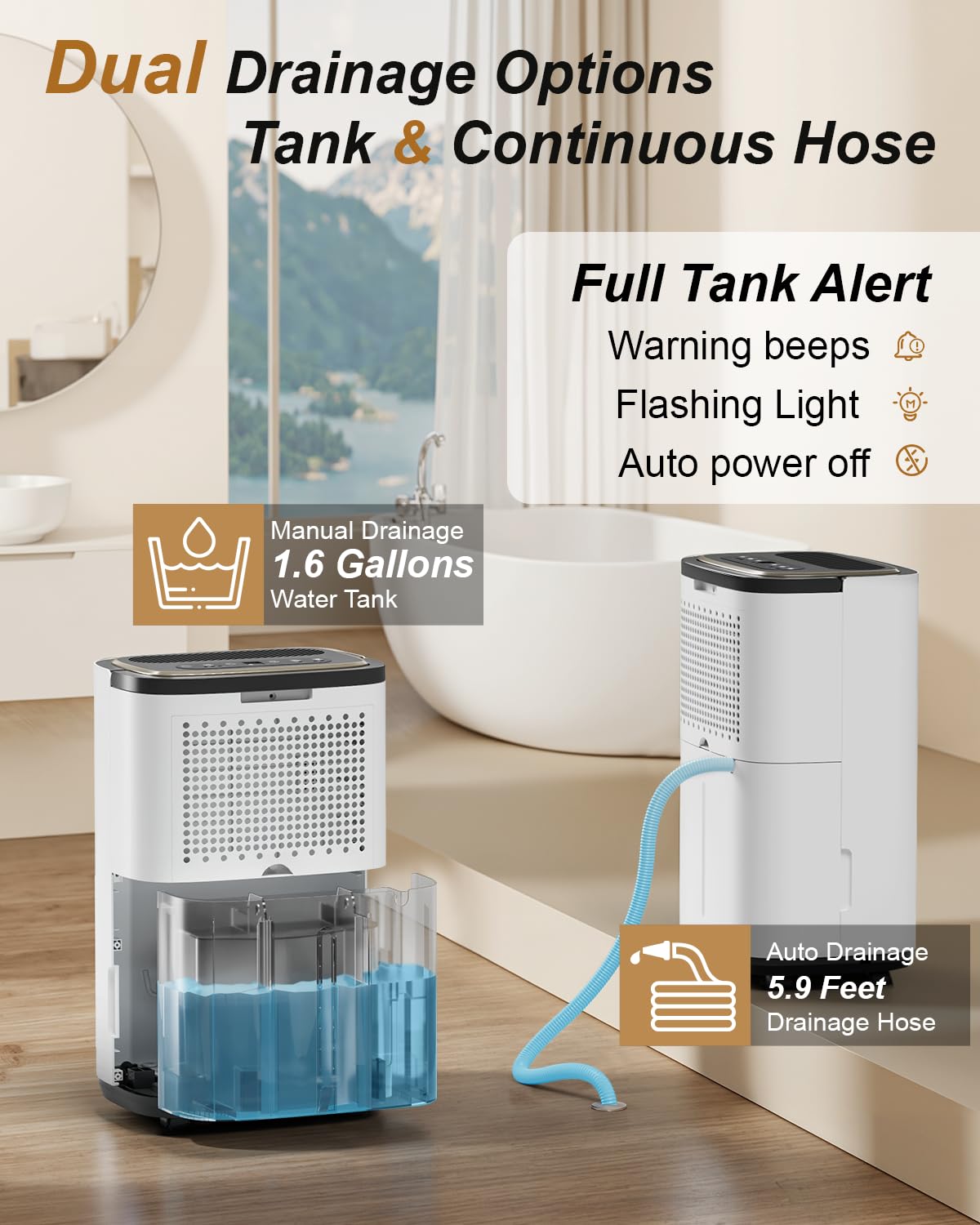 5000 Sq. Ft. 50 Pint Dehumidifier with Drain Hose M15643