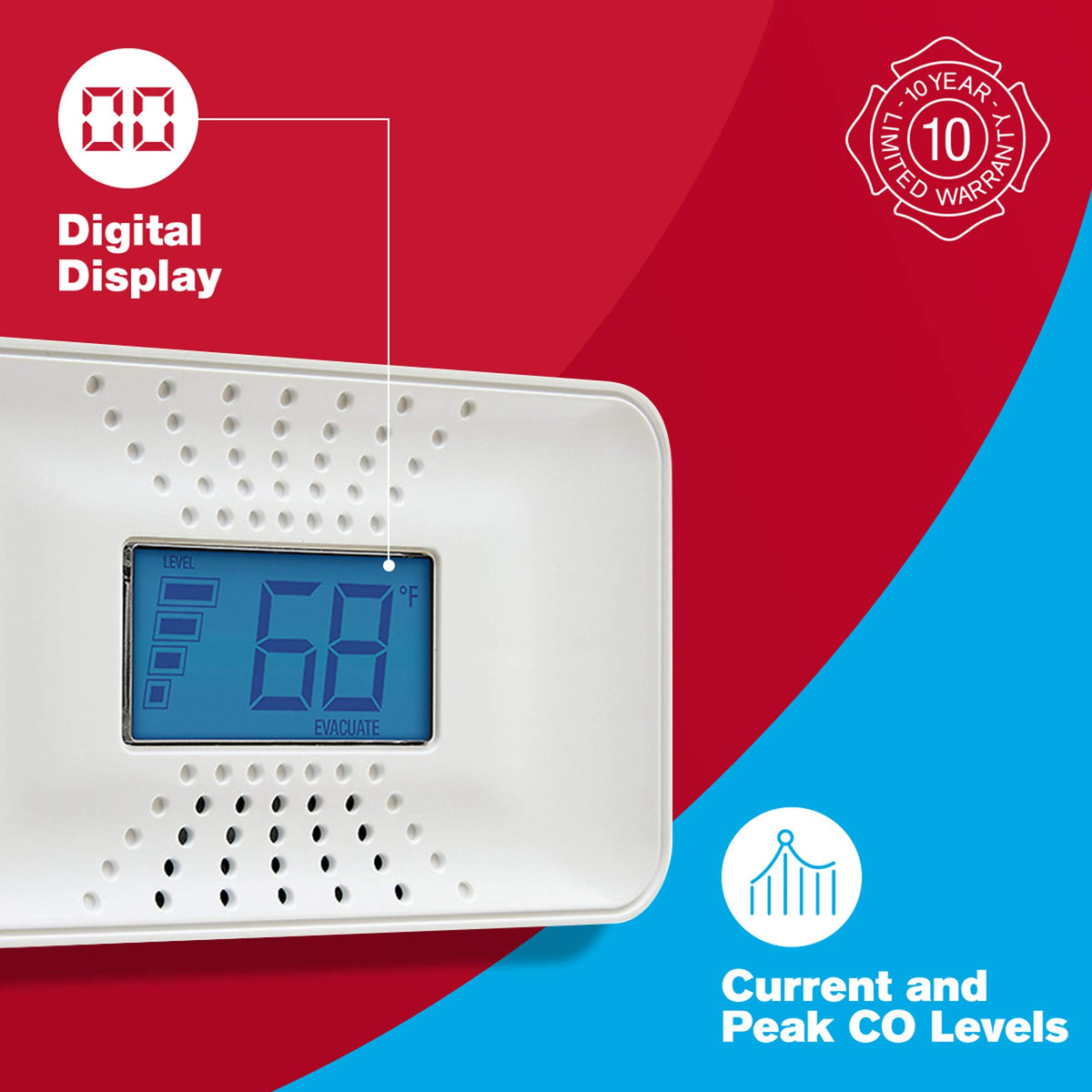 10-Year Battery Carbon Monoxide Alarm with Digital Display V688261