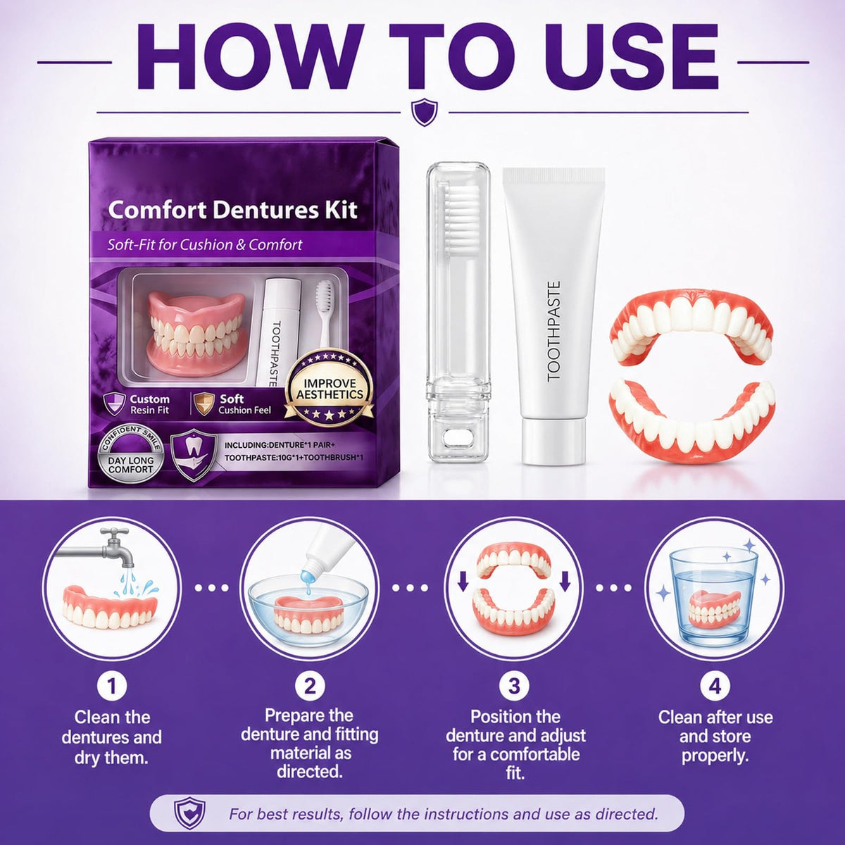 Silicone Dentures Upper & Lower Set N171858